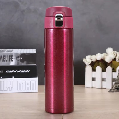 16Oz Metal Water Bottle Stainless Steel Bouncing Cover Vacuum Flask BPA Free Leak Proof Insulated Cup Coffee Mug Water Bottle
