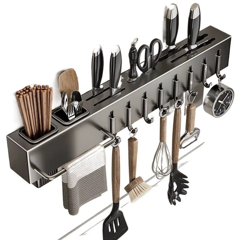 Kitchen Knife Rack Wall Mounted Multifunctional Rack All-in-One Organizer