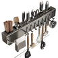 Kitchen Knife Rack Wall Mounted Multifunctional Rack All-in-One Organizer
