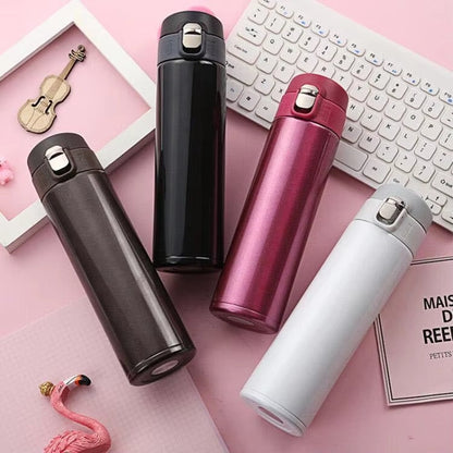 16Oz Metal Water Bottle Stainless Steel Bouncing Cover Vacuum Flask BPA Free Leak Proof Insulated Cup Coffee Mug Water Bottle