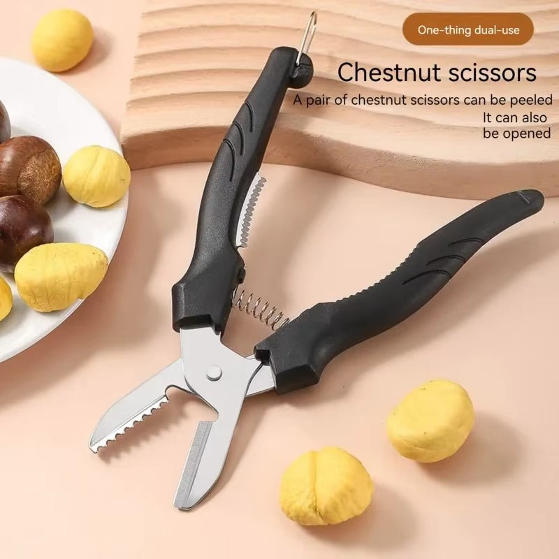 For Kitchen Multipurpose Chestnut Scissors Peeler Chestnut Shell Peeling and Leather Clip Cross Cutting Knife Chestnut Peeler