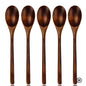 5 Pieces Wooden Spoon Soup Spoon and Fork Tableware Natural Ellipse Ladle Spoon Set Eco Friendly Products Spoons for Cooking