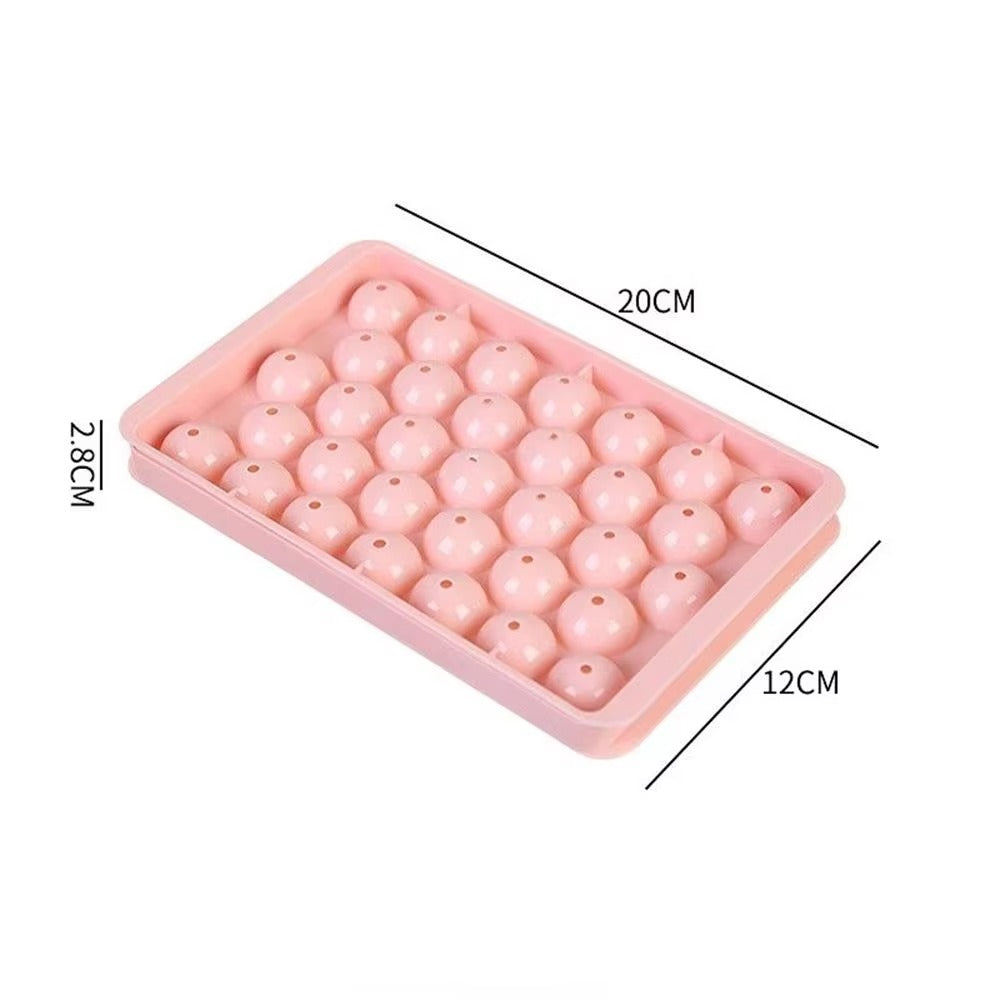 3D Round Ice Cube Tray With Lid Ice Ball Creative Homemade Ice Compartment Ice Cube Model 33 Compartment Ice Ball Box Ice Cream