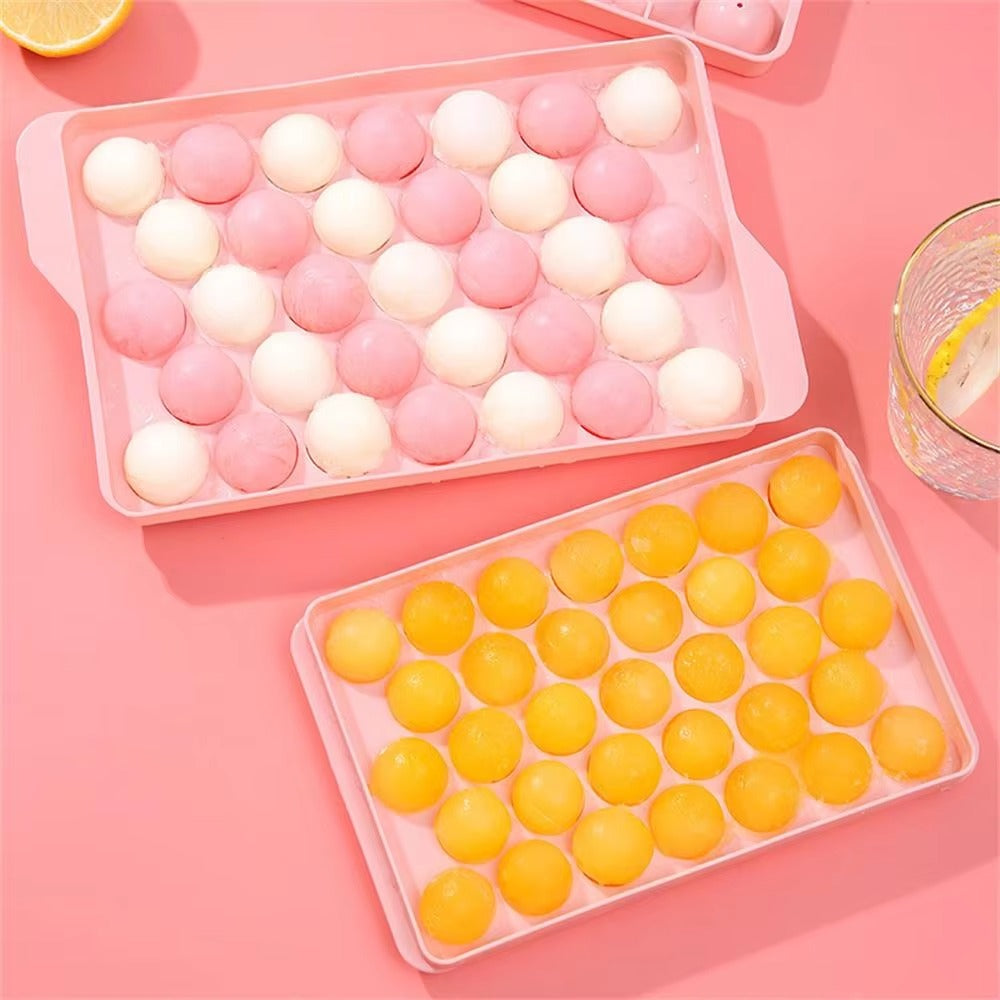 3D Round Ice Cube Tray With Lid Ice Ball Creative Homemade Ice Compartment Ice Cube Model 33 Compartment Ice Ball Box Ice Cream