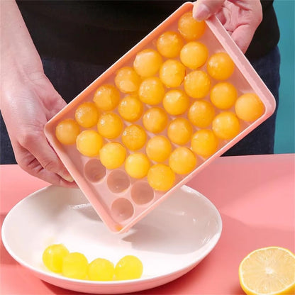 3D Round Ice Cube Tray With Lid Ice Ball Creative Homemade Ice Compartment Ice Cube Model 33 Compartment Ice Ball Box Ice Cream