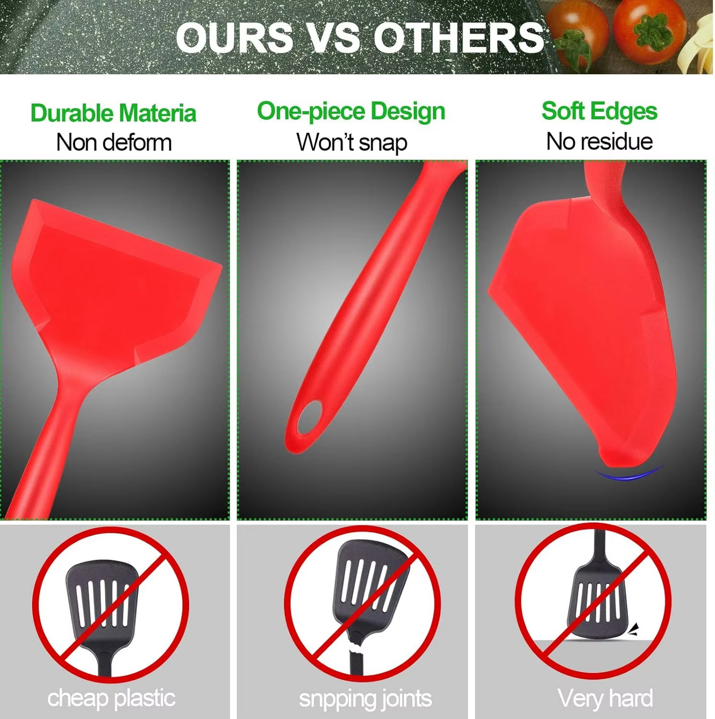 Wide Silicone Spatula Shovel Turner Nonstick Fried Shovel Fish Spatula Silicone Wide Flexible Turner for Nonstick Cookware Egg