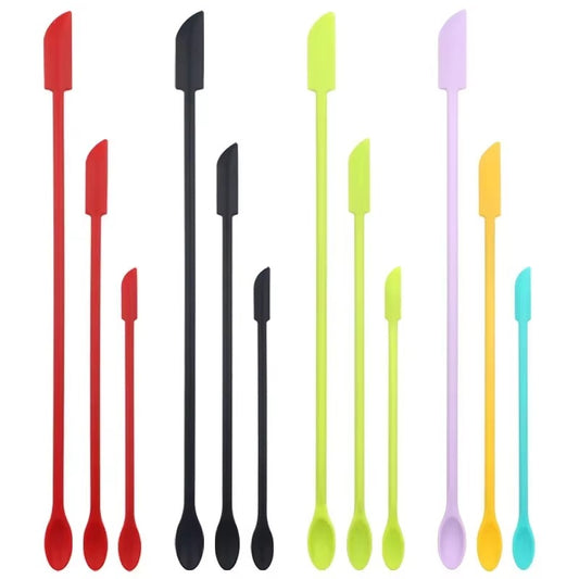Cosmetic Bottle Silicone Mini Scraper Three Piece Set Baking Double End Two In One Spatula Jam Bottle Scraper Spoon Set