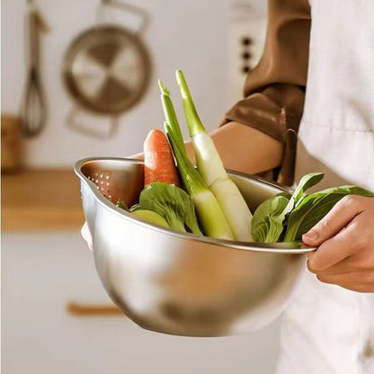 304 Stainless Steel Rice Washer Strainer Bowl Kitchen Washing Rice Sieve Kitchen Washing Fruit and Vegetable Strainer Colander