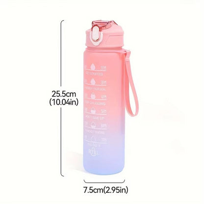 700ml Sports water Bottle High Temperature Resistant Graduated Straw Cup Rainbow Frosted Progressive Color Water Cup Plastic Cup