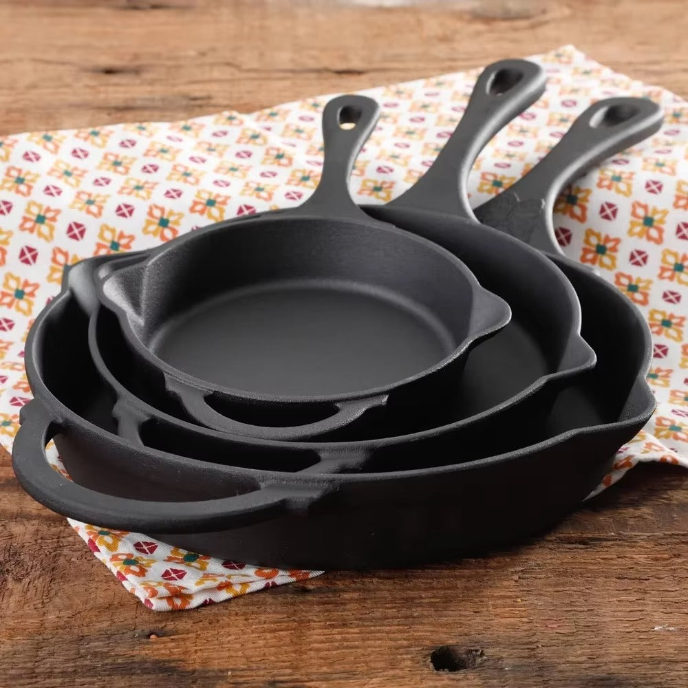 Timeless Beauty Cast Iron Skillet Set 3-Piece Fry Pans
