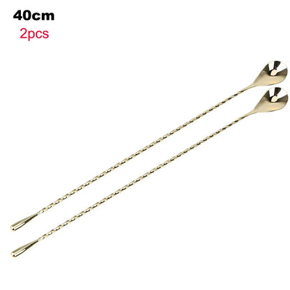 HILIFE 30/40cm Stainless Steel Stir Bar Spoon Mixing Ounces Cocktail Spoon Spiral Pattern Bartender Tools Teadrop Spoon Bar Tool