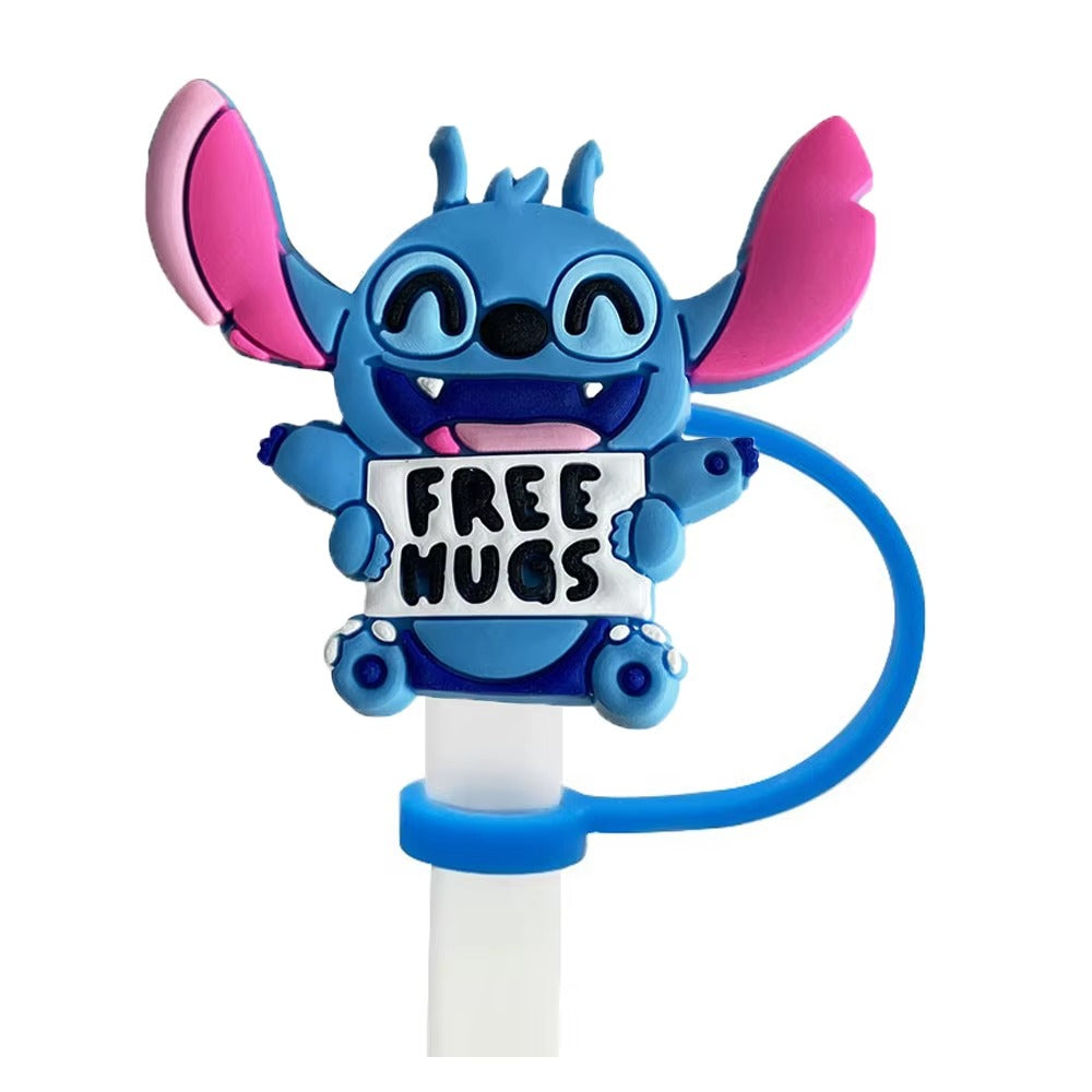 1-8Pcs MINISO Disney Stitch Straw Cover Cap Cartoon Drink Straw Plug Reusable Dustproof Splash Proof Drinking Cup Straw Cap Gift