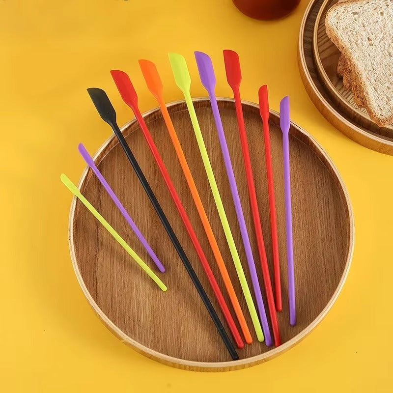 Cosmetic Bottle Silicone Mini Scraper Three Piece Set Baking Double End Two In One Spatula Jam Bottle Scraper Spoon Set