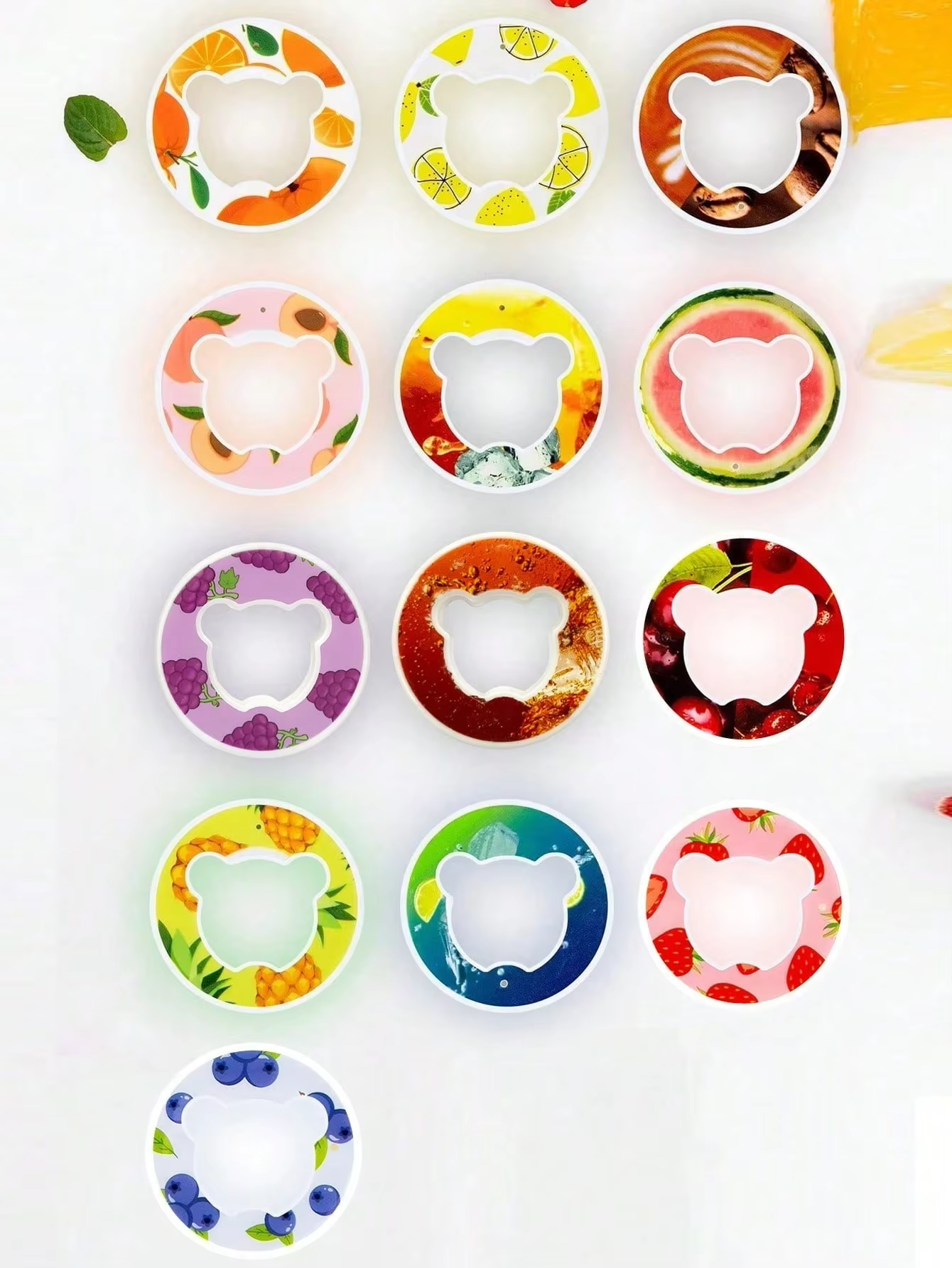 1pc Multi Flavour Fruit Flavour Rings For Water Cups, Little Bear Shape Flavour Rings For Water Cups Flavour Rings Drinking Tool
