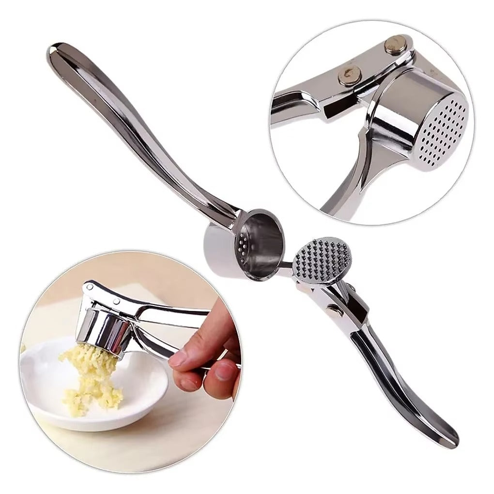 1pc Silvery Stainless Steel Garlic Masher Kitchen Vegetable Cooking Extruder Manual Ginger Grinder and Tool Kitchen Accessories