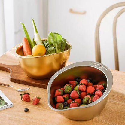 304 Stainless Steel Rice Washer Strainer Bowl Kitchen Washing Rice Sieve Kitchen Washing Fruit and Vegetable Strainer Colander