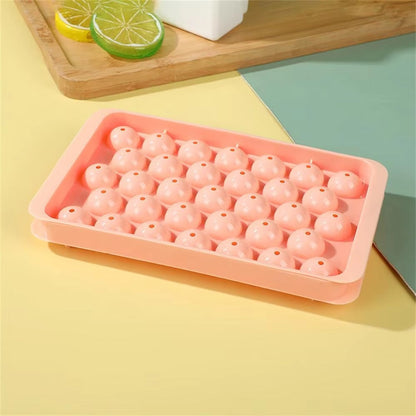 3D Round Ice Cube Tray With Lid Ice Ball Creative Homemade Ice Compartment Ice Cube Model 33 Compartment Ice Ball Box Ice Cream
