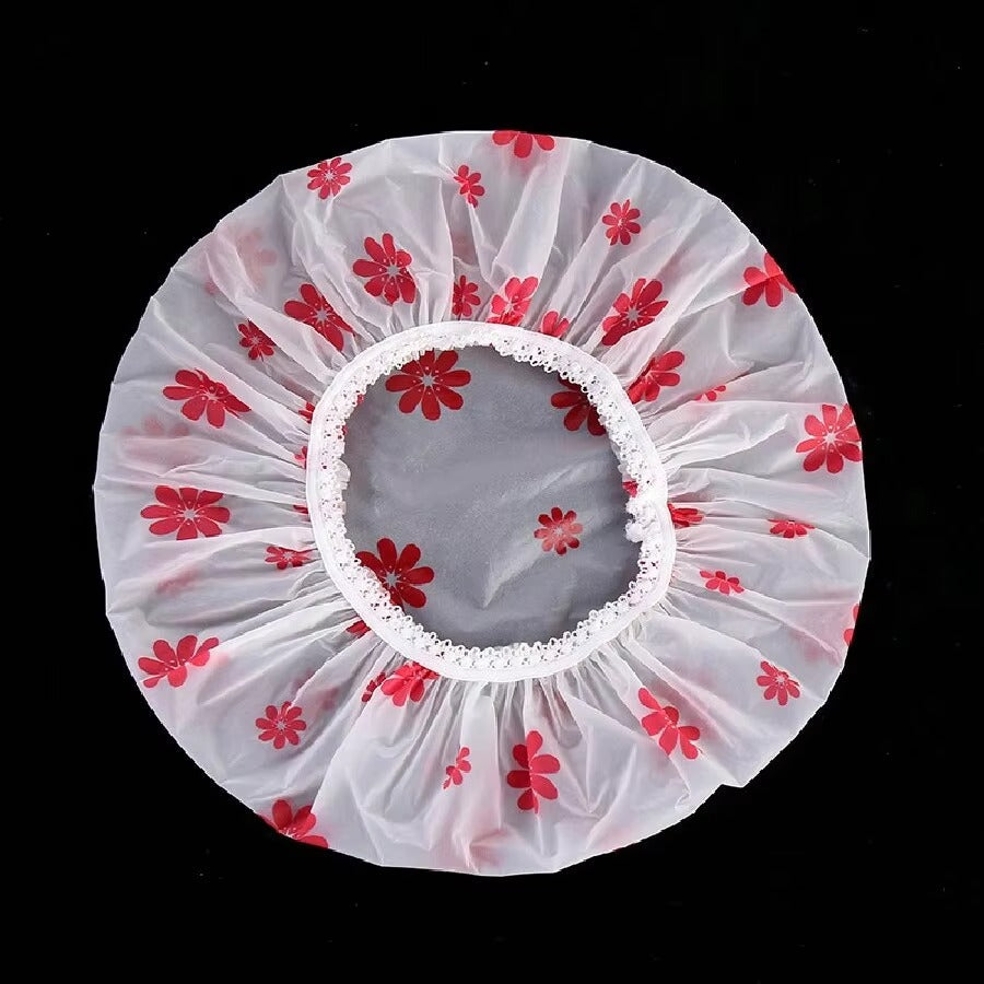 5pcs Waterproof Shower Cap WOMEN'S Household Bathing Anti-oil Smoke Hair Care Shower Cap Dry Hair Cap