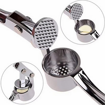 1pc Silvery Stainless Steel Garlic Masher Kitchen Vegetable Cooking Extruder Manual Ginger Grinder and Tool Kitchen Accessories
