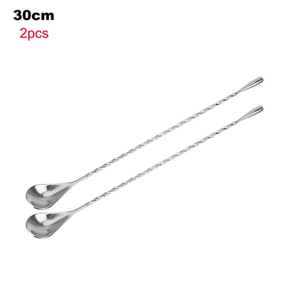 HILIFE 30/40cm Stainless Steel Stir Bar Spoon Mixing Ounces Cocktail Spoon Spiral Pattern Bartender Tools Teadrop Spoon Bar Tool