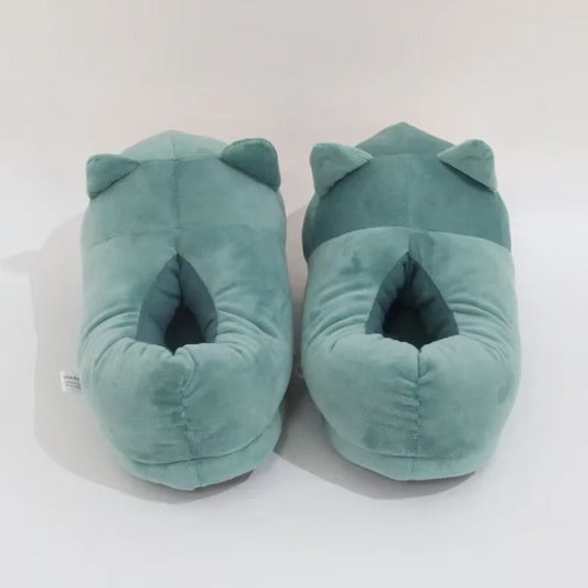 Cartoon Anime Slippers Cotton Slippers Monster Pocket Snorlax Plush Slippers Men's Winter Warm Shoes Couple Gift Plush Gift