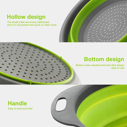 Silicone vegetable and fruit cleaning and drainage basket cleaning basket Folding water filter net Kitchen Gadgets