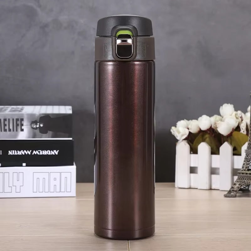 16Oz Metal Water Bottle Stainless Steel Bouncing Cover Vacuum Flask BPA Free Leak Proof Insulated Cup Coffee Mug Water Bottle