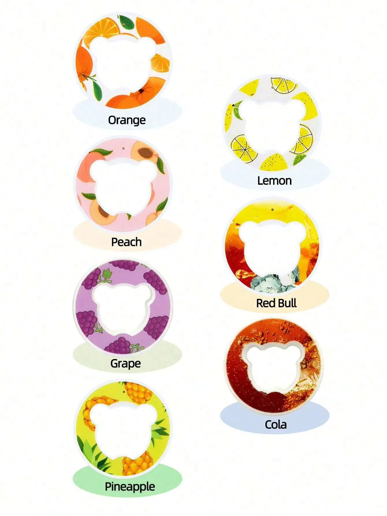 1pc Multi Flavour Fruit Flavour Rings For Water Cups, Little Bear Shape Flavour Rings For Water Cups Flavour Rings Drinking Tool
