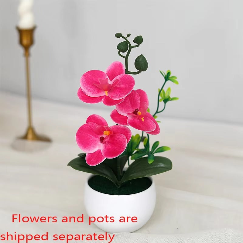 Simulated Butterfly Orchid Potted Artificial Flower Bonsai Plants Outdoor Indoor Office Home Wedding Decor Bonsai Faux Flowers