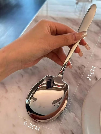 1Pc Stainless Steel Ladles For Serving Soup Rice Serving Spoon Drain Hole Heat Insulated Handle Kitchen Utensils For Daily Use