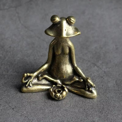Retro Copperware Incense Socket Zen Frog Ornaments Solid Pure Copper Frog Tea Pet Incense Holder Ornaments