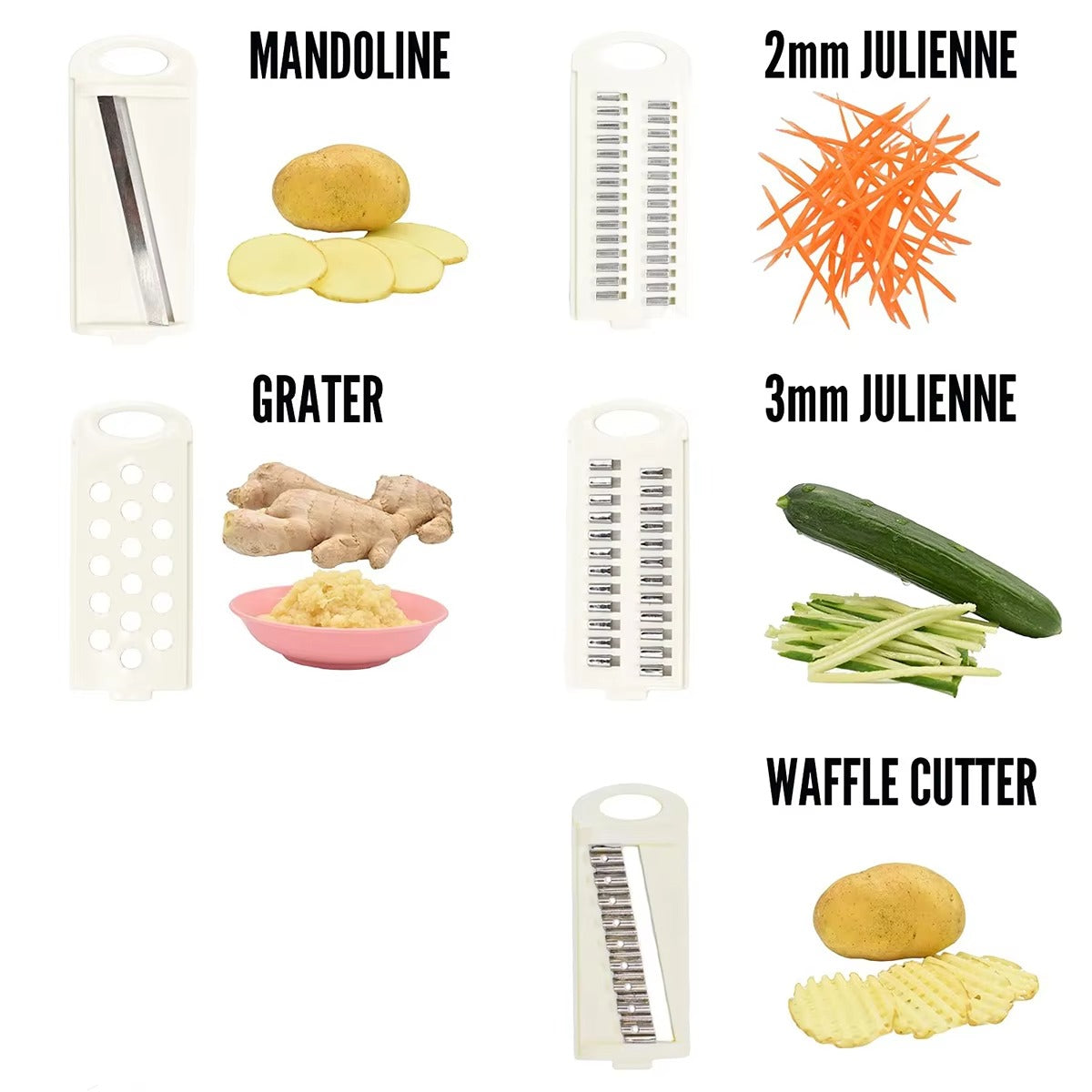 5 in 1 Mandoline Slicer for Kitchen Vegetable Slicer Multi Blade Potato Chip, Veggie Slicer, Vegetable Cutter, Julienne Shredder