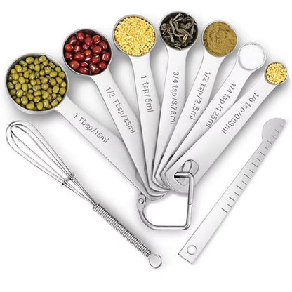 6/7/9pcs Multipurpose Food-grade Stainless Steel Measuring Spoon Coffee Powder Spice Measure Scoop Kitchen Baking Tools