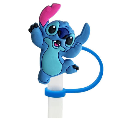 1-8Pcs MINISO Disney Stitch Straw Cover Cap Cartoon Drink Straw Plug Reusable Dustproof Splash Proof Drinking Cup Straw Cap Gift