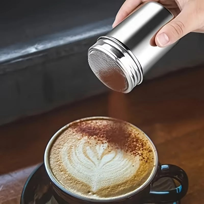 A Stainless Steel Powder Icing Sugar Can，Fine Mesh，with Cover，For Soda、Cocoa powder、Corn starch、Coffee、Flour