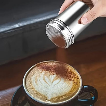 A Stainless Steel Powder Icing Sugar Can，Fine Mesh，with Cover，For Soda、Cocoa powder、Corn starch、Coffee、Flour