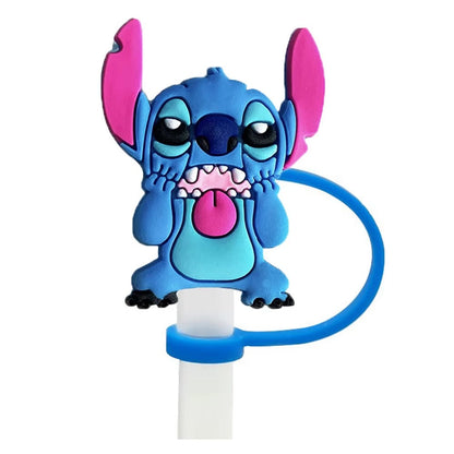 1-8Pcs MINISO Disney Stitch Straw Cover Cap Cartoon Drink Straw Plug Reusable Dustproof Splash Proof Drinking Cup Straw Cap Gift