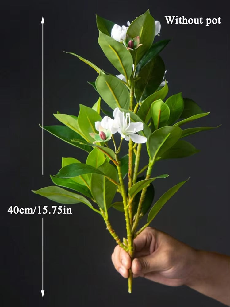 21-40cm Artificial Azaleas Plants Fake Rubber Tree Tropical Palm Leaves Faux Ficus with Flowers Plastic Green Plants for Home