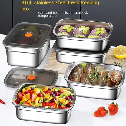 316 Stainless Steel Crisper, Lunch Box, Sealed Leak-proof Bento Box, Refrigerator Freezer Storage Box, Camping Lunch Box