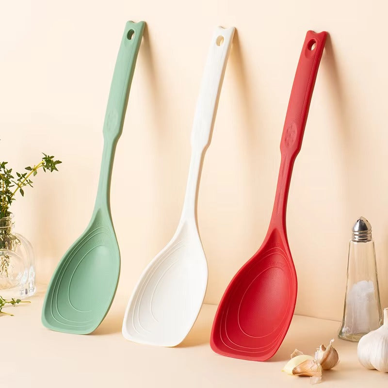 Silicone Spoon Multi-use Hold Comfortable Non-slip Round Handle Large Cooking Utensils Mixing Spoon Silicone Tableware Scoop