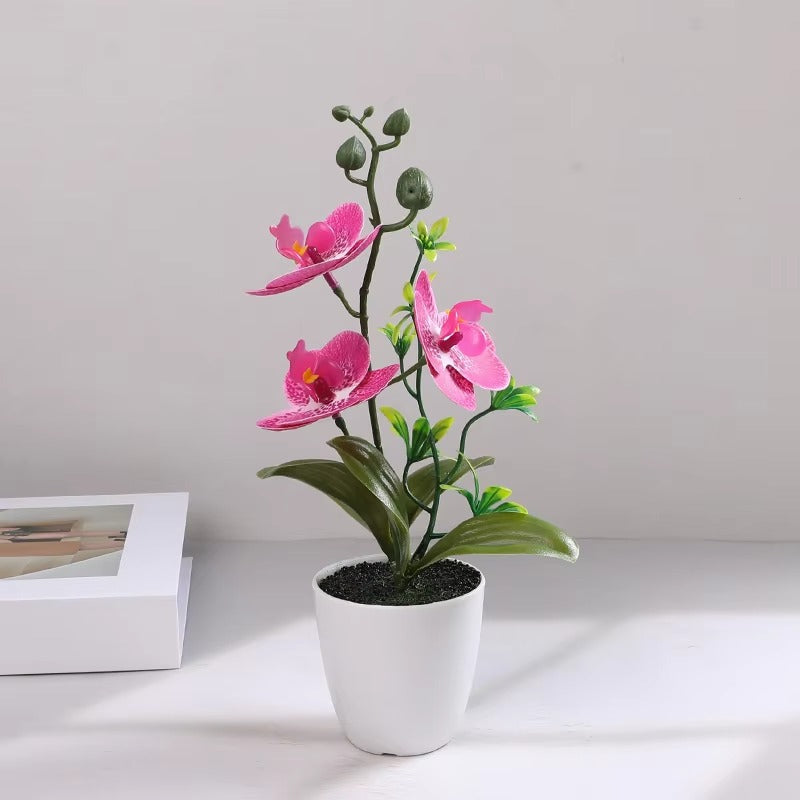 Butterfly Orchid Bonsai Potted Fake Plants for Home Garden Room Decoration Office Table Artificial Silk Flower Ornaments